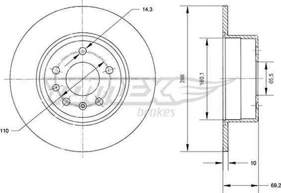 TOMEX brakes TX 70-49 - Гальмівний диск autozip.com.ua