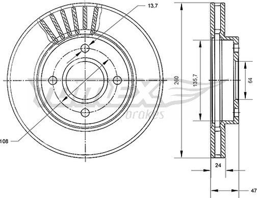 TOMEX brakes TX 70-43 - Гальмівний диск autozip.com.ua