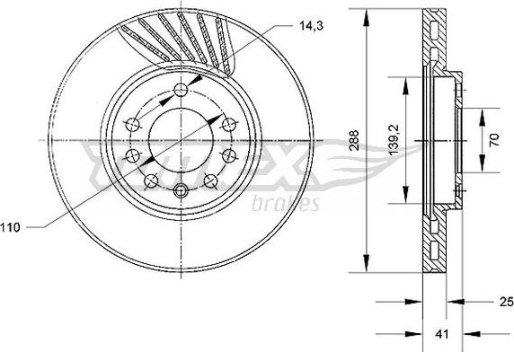 TOMEX brakes TX 70-55 - Гальмівний диск autozip.com.ua