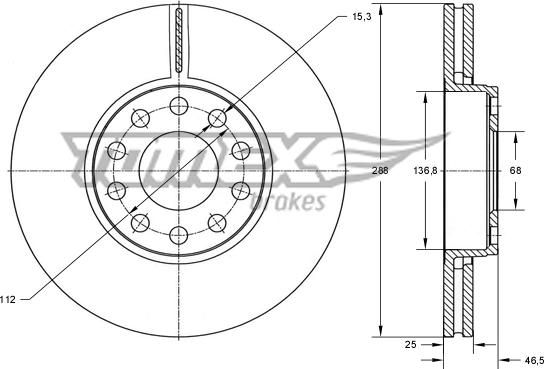 TOMEX brakes TX 70-65 - Гальмівний диск autozip.com.ua