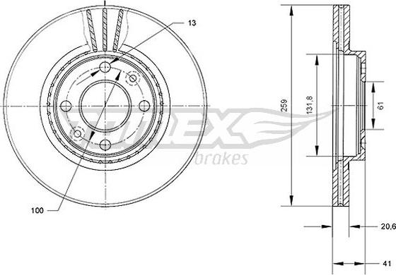 TOMEX brakes TX 70-10 - Гальмівний диск autozip.com.ua