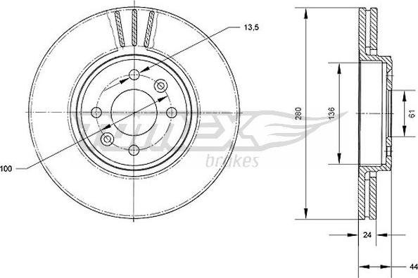 TOMEX brakes TX 70-22 - Гальмівний диск autozip.com.ua