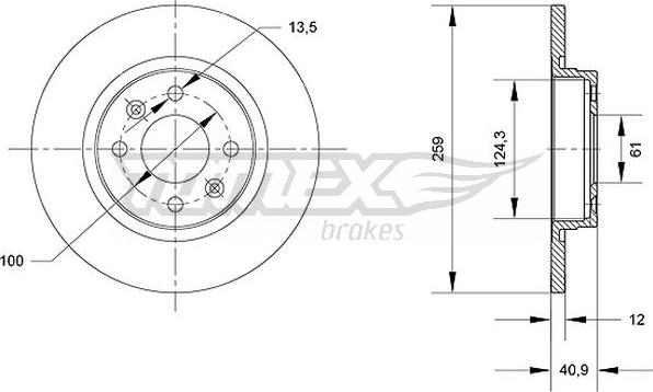 TOMEX brakes TX 70-76 - Гальмівний диск autozip.com.ua