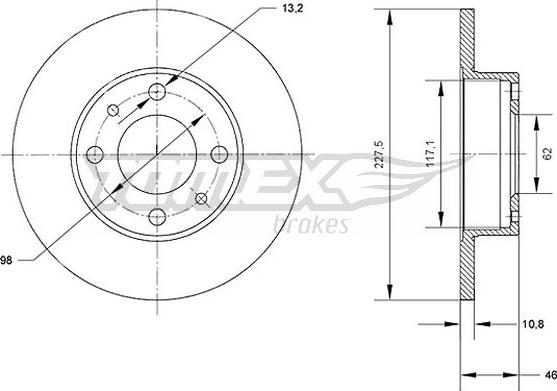 TOMEX brakes TX 71-16 - Гальмівний диск autozip.com.ua