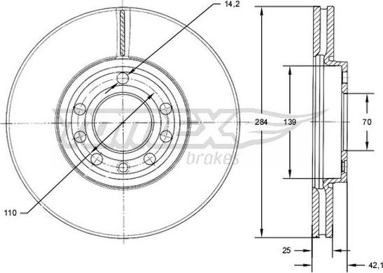 TOMEX brakes TX 71-30 - Гальмівний диск autozip.com.ua