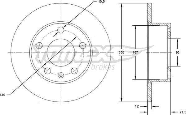 TOMEX brakes TX 71-76 - Гальмівний диск autozip.com.ua