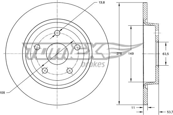 TOMEX brakes TX 73-94 - Гальмівний диск autozip.com.ua