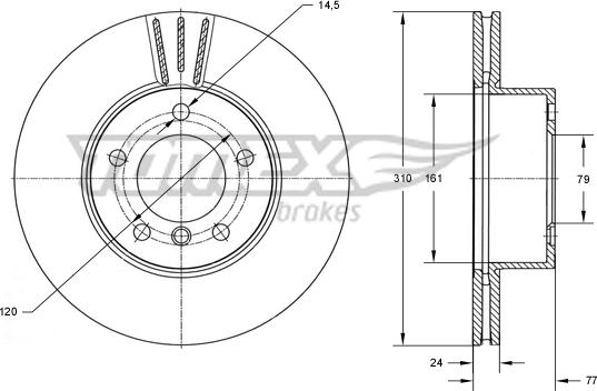 TOMEX brakes TX 73-95 - Гальмівний диск autozip.com.ua