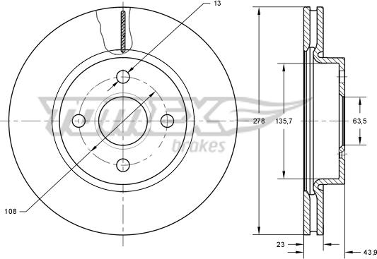 TOMEX brakes TX 73-92 - Гальмівний диск autozip.com.ua