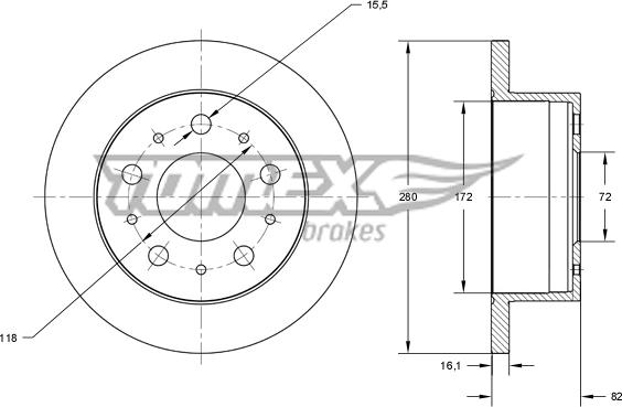 TOMEX brakes TX 73-47 - Гальмівний диск autozip.com.ua