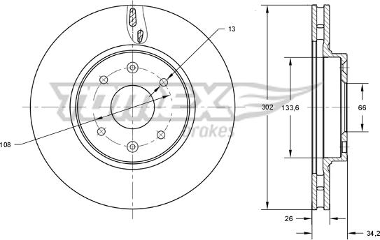 TOMEX brakes TX 73-64 - Гальмівний диск autozip.com.ua