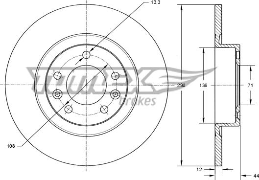 TOMEX brakes TX 73-68 - Гальмівний диск autozip.com.ua