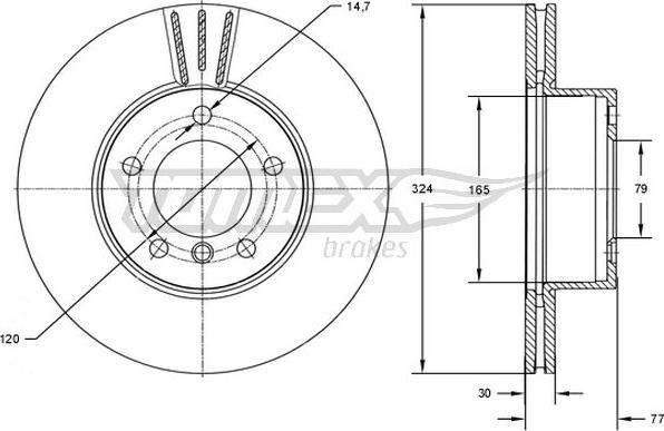 TOMEX brakes TX 73-15 - Гальмівний диск autozip.com.ua