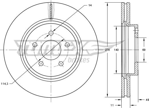 TOMEX brakes TX 73-18 - Гальмівний диск autozip.com.ua