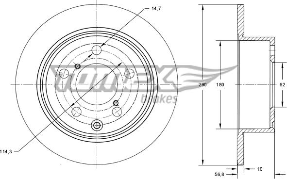 TOMEX brakes TX 73-24 - Гальмівний диск autozip.com.ua