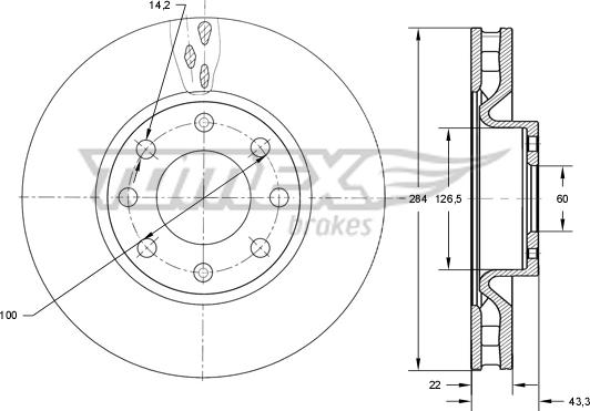 TOMEX brakes TX 73-76 - Гальмівний диск autozip.com.ua
