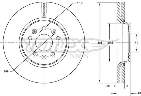 TOMEX brakes TX 72-63 - Гальмівний диск autozip.com.ua
