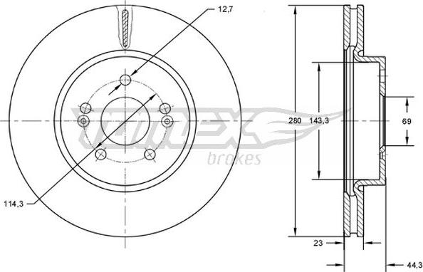 TOMEX brakes TX 72-67 - Гальмівний диск autozip.com.ua