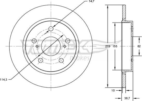TOMEX brakes TX 72-00 - Гальмівний диск autozip.com.ua