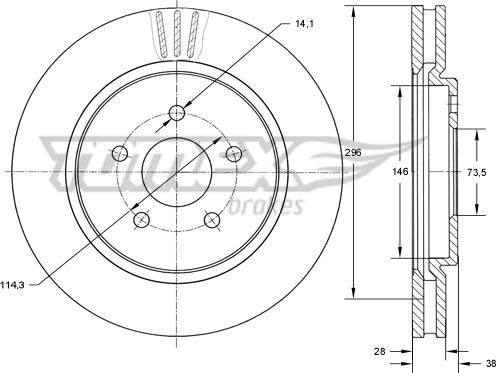 TOMEX brakes TX 72-16 - Гальмівний диск autozip.com.ua