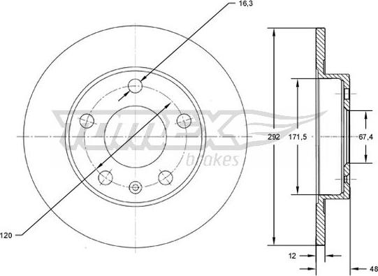 TOMEX brakes TX 72-70 - Гальмівний диск autozip.com.ua