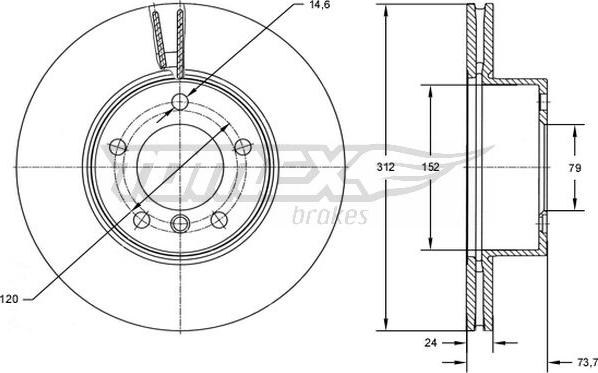 TOMEX brakes TX 72-78 - Гальмівний диск autozip.com.ua