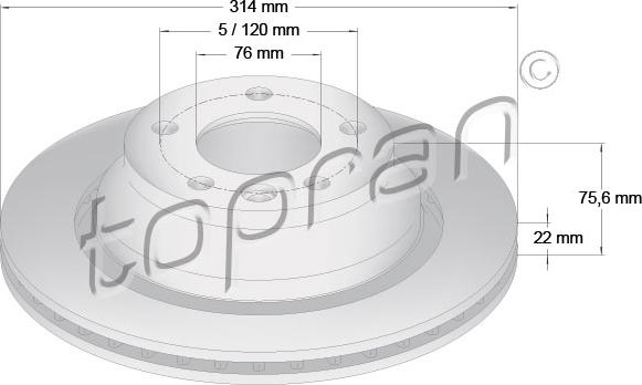 Topran 110 430 - Гальмівний диск autozip.com.ua