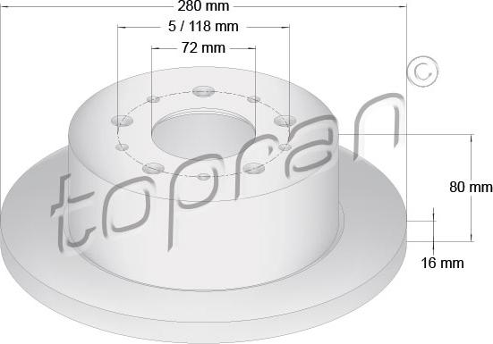 Topran 722 596 - Гальмівний диск autozip.com.ua