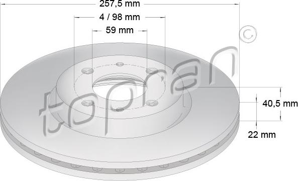 Topran 722 598 - Гальмівний диск autozip.com.ua