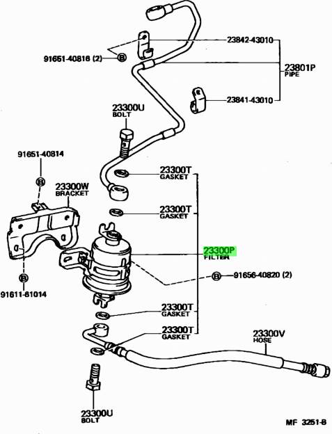 TOYOTA 2330049135 - Паливний фільтр autozip.com.ua