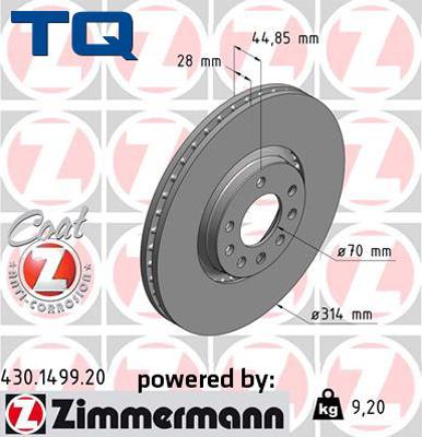 TQ TQ-BD0827 - Гальмівний диск autozip.com.ua