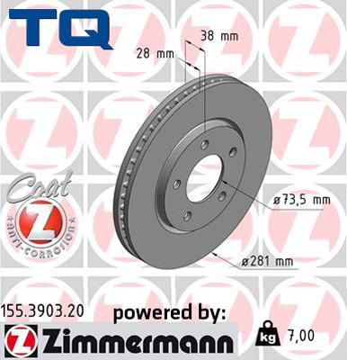 TQ TQ-BD0358 - Гальмівний диск autozip.com.ua