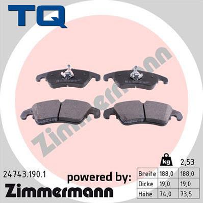 TQ 244757 - Гальмівні колодки, дискові гальма autozip.com.ua