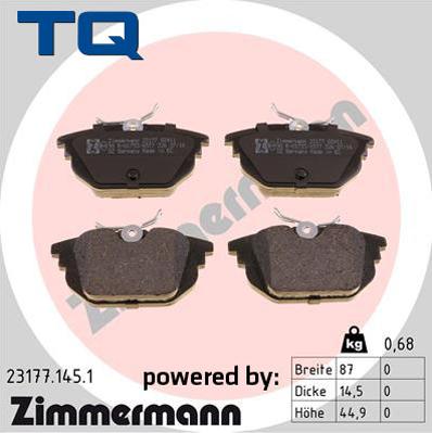 TQ 244709 - Гальмівні колодки, дискові гальма autozip.com.ua