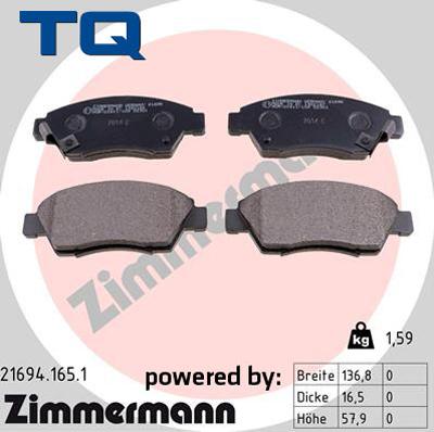 TQ TQ-BP0256 - Гальмівні колодки, дискові гальма autozip.com.ua