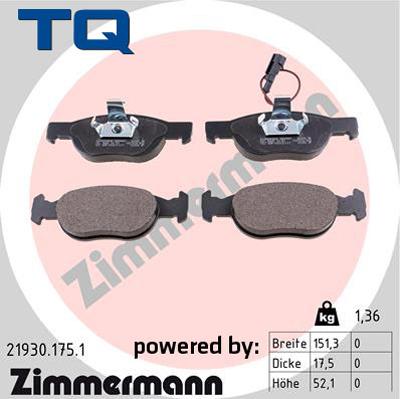 TQ 222648 - Гальмівні колодки, дискові гальма autozip.com.ua