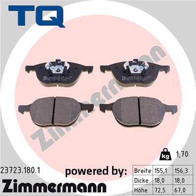 TQ TQ-BP0070 - Гальмівні колодки, дискові гальма autozip.com.ua