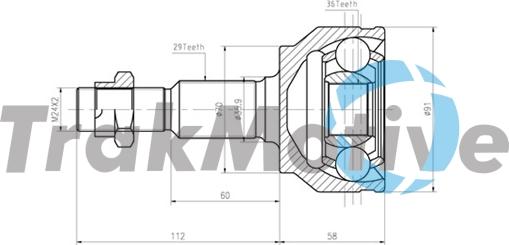 TrakMotive 40-0835 - Шарнірний комплект, ШРУС, приводний вал autozip.com.ua