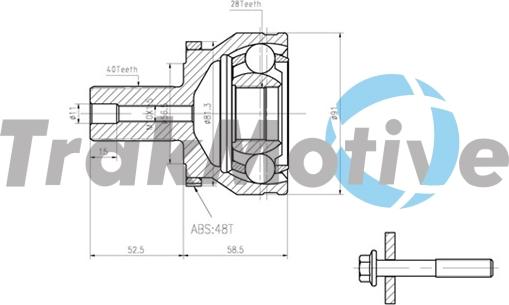 TrakMotive 40-0832 - Шарнір, ШРУС, приводний вал autozip.com.ua