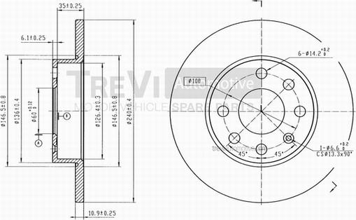 Trevi Automotive BD1045 - Гальмівний диск autozip.com.ua