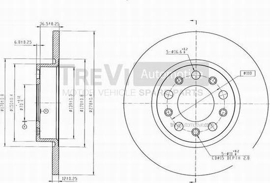 Trevi Automotive BD1053 - Гальмівний диск autozip.com.ua