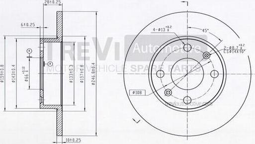 Trevi Automotive BD1003 - Гальмівний диск autozip.com.ua