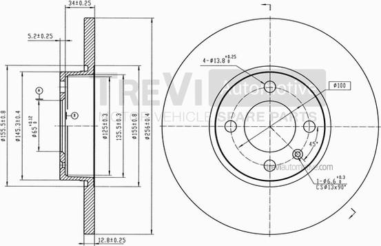 Trevi Automotive BD1018 - Гальмівний диск autozip.com.ua