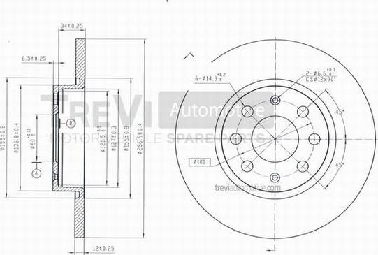 Trevi Automotive BD1017 - Гальмівний диск autozip.com.ua