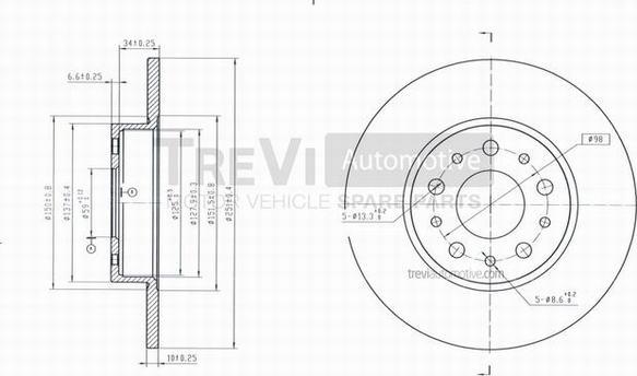 Trevi Automotive BD1085 - Гальмівний диск autozip.com.ua