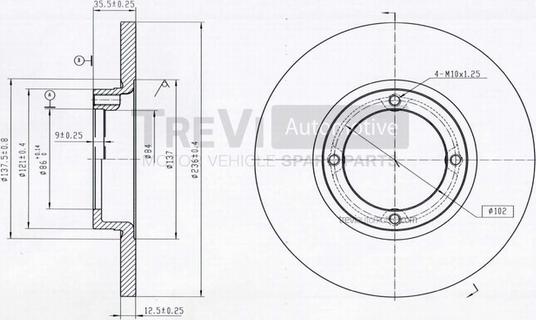 Trevi Automotive BD1036 - Гальмівний диск autozip.com.ua