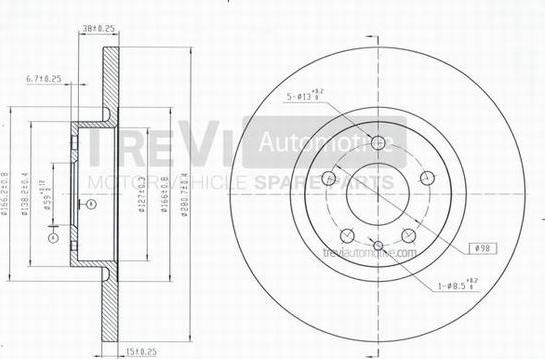 Trevi Automotive BD1032 - Гальмівний диск autozip.com.ua