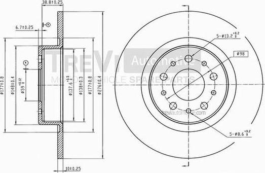 Trevi Automotive BD1037 - Гальмівний диск autozip.com.ua