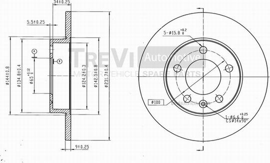 Trevi Automotive BD1029 - Гальмівний диск autozip.com.ua