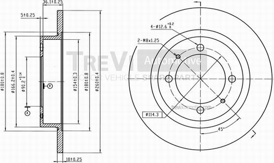 Trevi Automotive BD1028 - Гальмівний диск autozip.com.ua